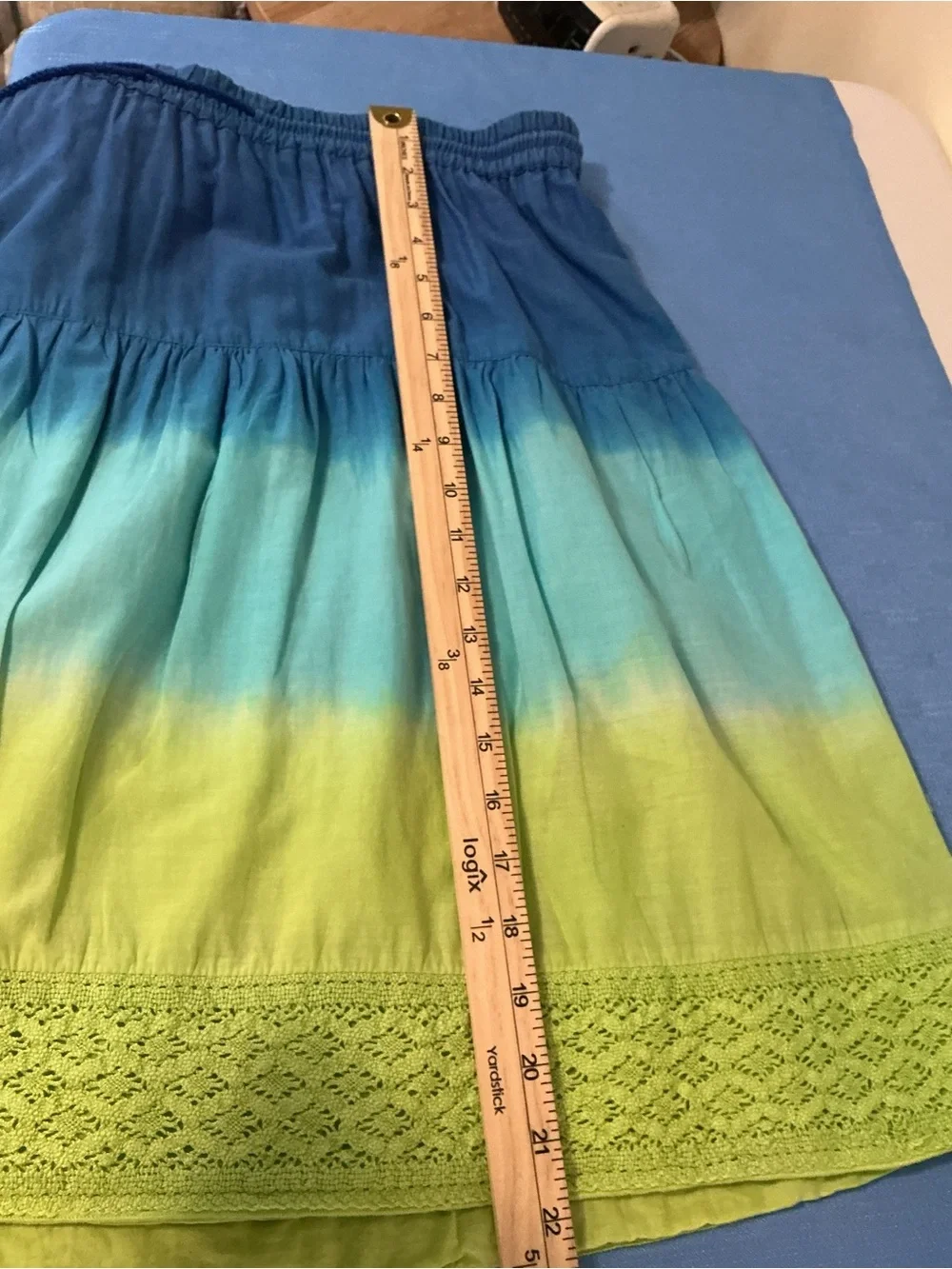 Lane Bryant Blue to Green Ombre Elastic Waist Skirt